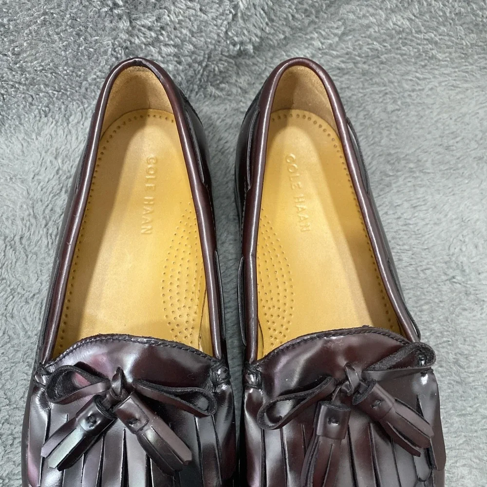Cole Haan Mens Loafers C02692‎ Burgundy Leather Kiltie Tassel Dress Shoes 10.5D